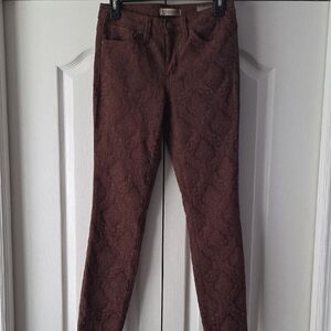 Vintage America Lace-Patterned Brown Pants
